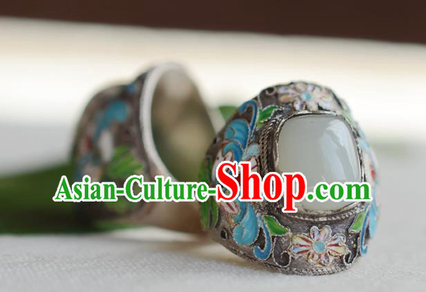 China National Cloisonne Ring Jewelry Traditional Handmade Qing Dynasty Jade Silver Circlet Accessories China National Cloisonne Ring Jewelry Traditional Handmade Qing Dynasty Jade Silver Circlet Accessories