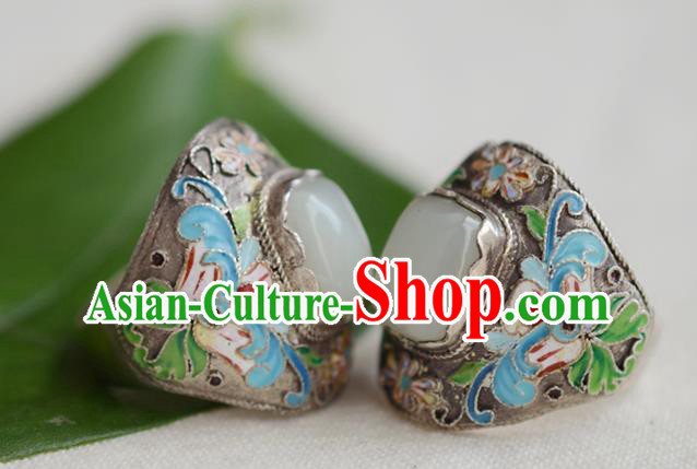 China National Cloisonne Ring Jewelry Traditional Handmade Qing Dynasty Jade Silver Circlet Accessories China National Cloisonne Ring Jewelry Traditional Handmade Qing Dynasty Jade Silver Circlet Accessories