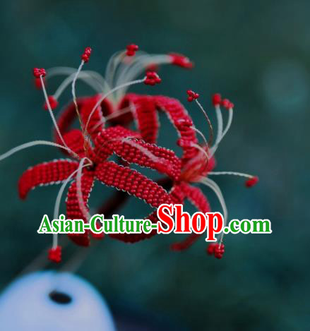 Chinese Handmade Hanfu Hairpin Ancient Princess Red Spider Lily Hair Stick Chinese Handmade Hanfu Hairpin Ancient Princess Red Spider Lily Hair Stick