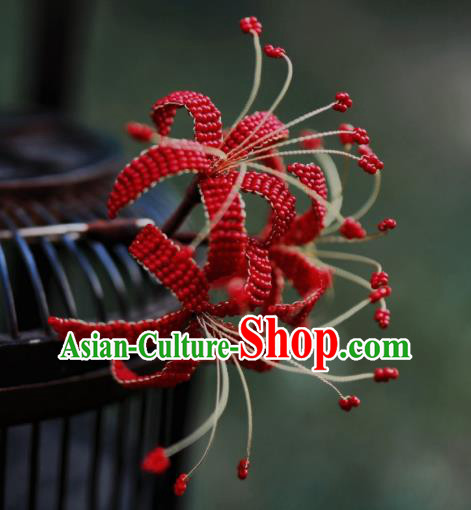Chinese Handmade Hanfu Hairpin Ancient Princess Red Spider Lily Hair Stick Chinese Handmade Hanfu Hairpin Ancient Princess Red Spider Lily Hair Stick