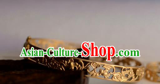 China National Golden Bracelet Jewelry Traditional Handmade Carving Bats Bangle Accessories China National Golden Bracelet Jewelry Traditional Handmade Carving Bats Bangle Accessories