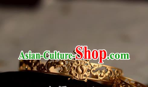 China National Golden Bracelet Jewelry Traditional Handmade Carving Bats Bangle Accessories China National Golden Bracelet Jewelry Traditional Handmade Carving Bats Bangle Accessories