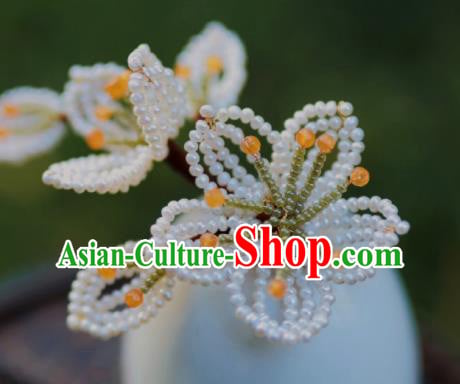 Chinese Traditional Handmade Beads Pear Blossom Hairpin Ancient Princess Hair Stick Chinese Traditional Handmade Beads Pear Blossom Hairpin Ancient Princess Hair Stick