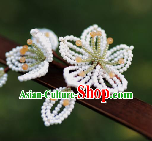 Chinese Traditional Handmade Beads Pear Blossom Hairpin Ancient Princess Hair Stick Chinese Traditional Handmade Beads Pear Blossom Hairpin Ancient Princess Hair Stick