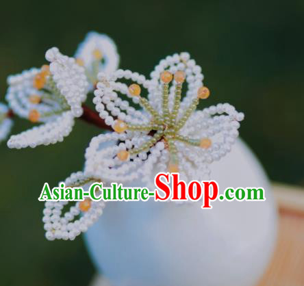 Chinese Traditional Handmade Beads Pear Blossom Hairpin Ancient Princess Hair Stick Chinese Traditional Handmade Beads Pear Blossom Hairpin Ancient Princess Hair Stick