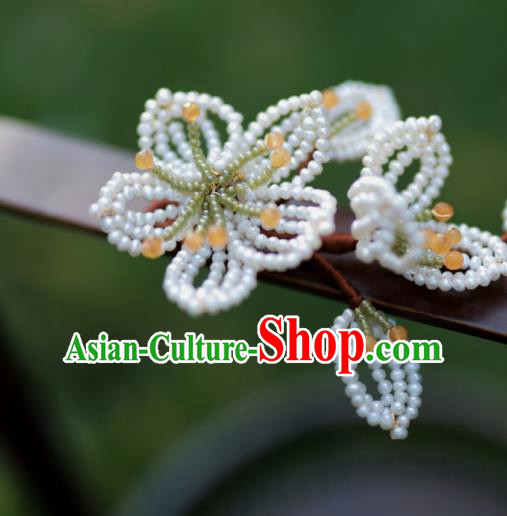 Chinese Traditional Handmade Beads Pear Blossom Hairpin Ancient Princess Hair Stick Chinese Traditional Handmade Beads Pear Blossom Hairpin Ancient Princess Hair Stick