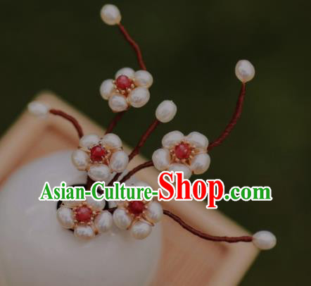 Chinese Traditional Hanfu Hairpin Ancient Princess Pearls Plum Blossom Hair Stick Chinese Traditional Hanfu Hairpin Ancient Princess Pearls Plum Blossom Hair Stick
