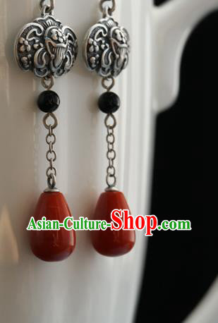 Handmade Chinese Silver Bat Eardrop Classical Cheongsam Earrings Accessories Traditional Agate Ear Jewelry Handmade Chinese Silver Bat Eardrop Classical Cheongsam Earrings Accessories Traditional Agate Ear Jewelry