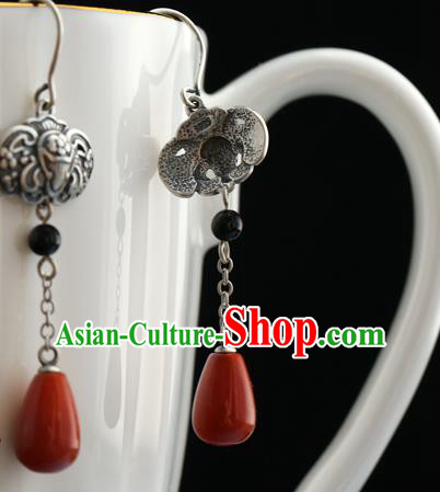 Handmade Chinese Silver Bat Eardrop Classical Cheongsam Earrings Accessories Traditional Agate Ear Jewelry Handmade Chinese Silver Bat Eardrop Classical Cheongsam Earrings Accessories Traditional Agate Ear Jewelry