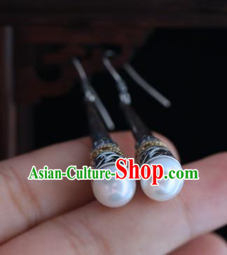 Handmade Chinese Pearl Eardrop Classical Cheongsam Earrings Accessories Traditional Silver Ear Jewelry Handmade Chinese Pearl Eardrop Classical Cheongsam Earrings Accessories Traditional Silver Ear Jewelry