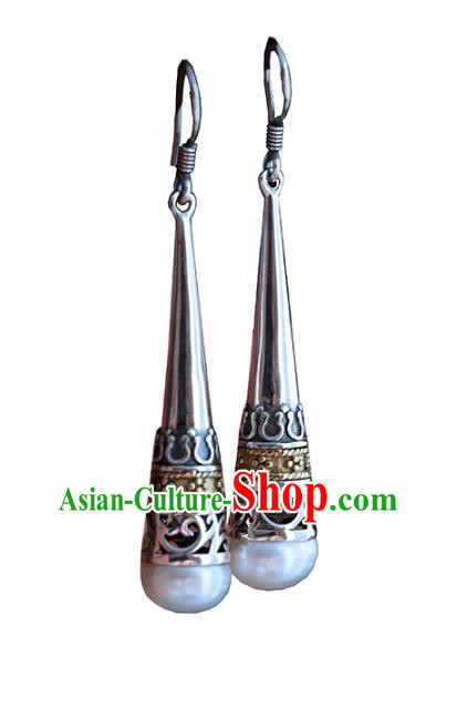 Handmade Chinese Pearl Eardrop Classical Cheongsam Earrings Accessories Traditional Silver Ear Jewelry Handmade Chinese Pearl Eardrop Classical Cheongsam Earrings Accessories Traditional Silver Ear Jewelry