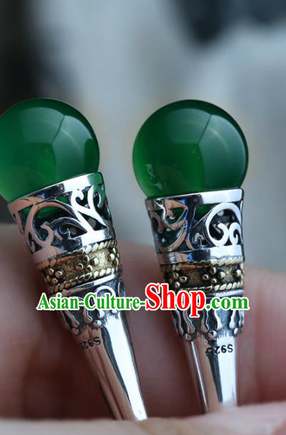 Handmade Chinese Chrysoprase Eardrop Traditional Silver Ear Jewelry Classical Cheongsam Earrings Accessories Handmade Chinese Chrysoprase Eardrop Traditional Silver Ear Jewelry Classical Cheongsam Earrings Accessories