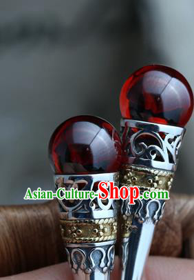 Handmade Chinese Red Garnet Eardrop Traditional Silver Ear Jewelry Classical Cheongsam Earrings Accessories Handmade Chinese Red Garnet Eardrop Traditional Silver Ear Jewelry Classical Cheongsam Earrings Accessories