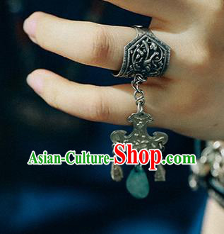 China Traditional Jewelry Accessories Jade Tassel Circlet Handmade Silver Carving Ring China Traditional Jewelry Accessories Jade Tassel Circlet Handmade Silver Carving Ring