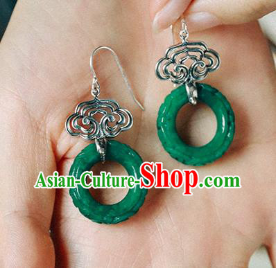 Handmade Chinese Silver Cloud Eardrop Traditional Ear Jewelry Classical Cheongsam Jade Earrings Accessories Handmade Chinese Silver Cloud Eardrop Traditional Ear Jewelry Classical Cheongsam Jade Earrings Accessories