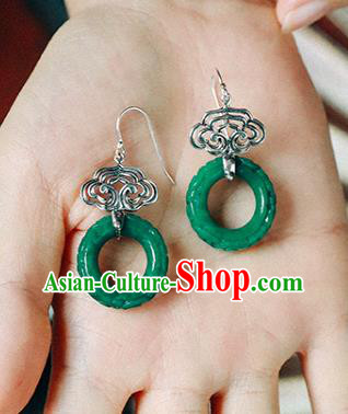 Handmade Chinese Silver Cloud Eardrop Traditional Ear Jewelry Classical Cheongsam Jade Earrings Accessories Handmade Chinese Silver Cloud Eardrop Traditional Ear Jewelry Classical Cheongsam Jade Earrings Accessories