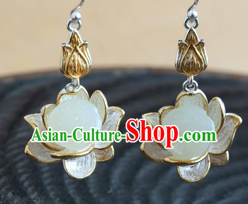 Handmade Chinese Jade Lotus Seedpod Eardrop Classical Cheongsam Earrings Accessories Traditional Ear Jewelry Handmade Chinese Jade Lotus Seedpod Eardrop Classical Cheongsam Earrings Accessories Traditional Ear Jewelry