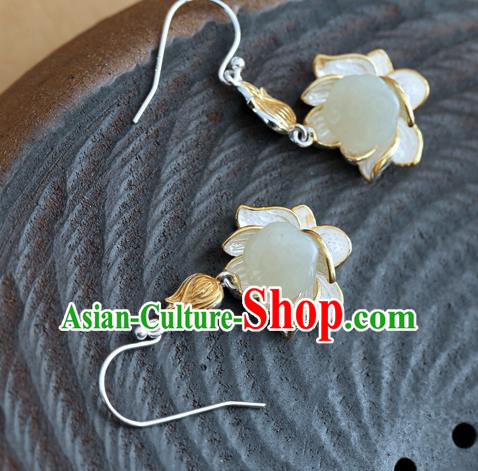 Handmade Chinese Jade Lotus Seedpod Eardrop Classical Cheongsam Earrings Accessories Traditional Ear Jewelry Handmade Chinese Jade Lotus Seedpod Eardrop Classical Cheongsam Earrings Accessories Traditional Ear Jewelry