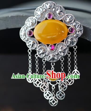 China Traditional Necklace Classical Cheongsam Silver Tassel Necklet Canary Stone Jewelry Accessories China Traditional Necklace Classical Cheongsam Silver Tassel Necklet Canary Stone Jewelry Accessories