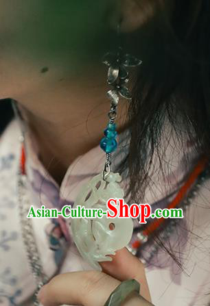Handmade Chinese Traditional Ear Jewelry Classical Cheongsam Silver Orchid Earrings Accessories Jade Eardrop Handmade Chinese Traditional Ear Jewelry Classical Cheongsam Silver Orchid Earrings Accessories Jade Eardrop