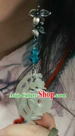 Handmade Chinese Traditional Ear Jewelry Classical Cheongsam Silver Orchid Earrings Accessories Jade Eardrop Handmade Chinese Traditional Ear Jewelry Classical Cheongsam Silver Orchid Earrings Accessories Jade Eardrop