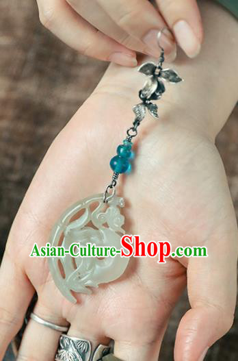Handmade Chinese Traditional Ear Jewelry Classical Cheongsam Silver Orchid Earrings Accessories Jade Eardrop Handmade Chinese Traditional Ear Jewelry Classical Cheongsam Silver Orchid Earrings Accessories Jade Eardrop