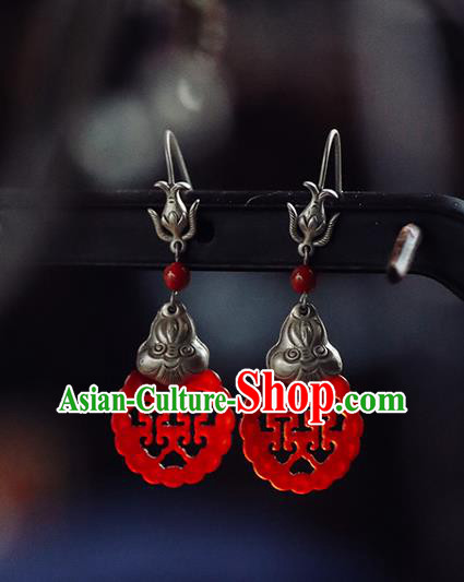 Handmade Chinese Traditional Agate Ear Jewelry Classical Cheongsam Earrings Accessories Silver Eardrop Handmade Chinese Traditional Agate Ear Jewelry Classical Cheongsam Earrings Accessories Silver Eardrop