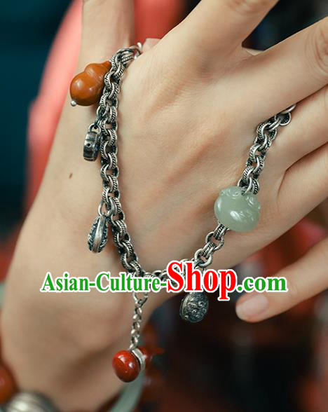 China Classical Wristlet Chain Jewelry Gourd Tassel Bangle Traditional Silver Bracelet Accessories China Classical Wristlet Chain Jewelry Gourd Tassel Bangle Traditional Silver Bracelet Accessories