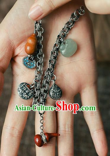 China Classical Wristlet Chain Jewelry Gourd Tassel Bangle Traditional Silver Bracelet Accessories China Classical Wristlet Chain Jewelry Gourd Tassel Bangle Traditional Silver Bracelet Accessories