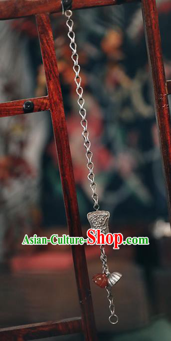 China Traditional Silver Lotus Bracelet Accessories Classical Agate Tassel Wristlet Chain Bangle Jewelry China Traditional Silver Lotus Bracelet Accessories Classical Agate Tassel Wristlet Chain Bangle Jewelry