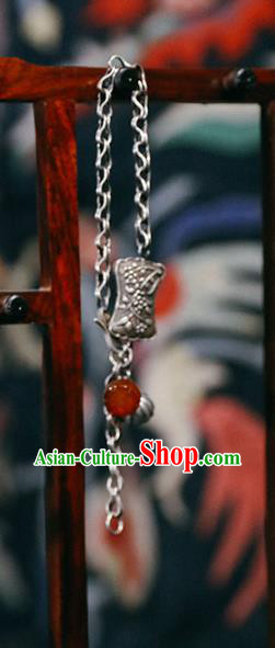 China Traditional Silver Lotus Bracelet Accessories Classical Agate Tassel Wristlet Chain Bangle Jewelry China Traditional Silver Lotus Bracelet Accessories Classical Agate Tassel Wristlet Chain Bangle Jewelry