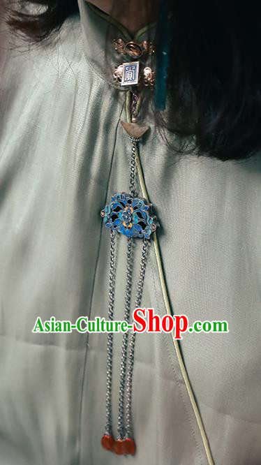 China Traditional Cheongsam Collar Pendant Accessories Silver Brooch Classical Cloisonne Breastpin Jewelry China Traditional Cheongsam Collar Pendant Accessories Silver Brooch Classical Cloisonne Breastpin Jewelry