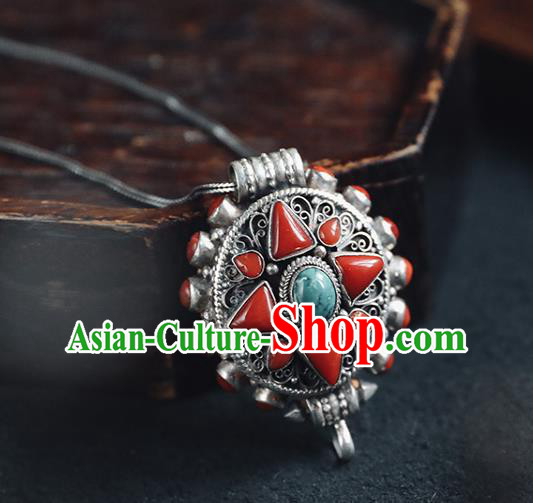 Chinese Classical Kallaite Jewelry National Silver Carving Necklace Handmade Ethnic Necklet Accessories Chinese Classical Kallaite Jewelry National Silver Carving Necklace Handmade Ethnic Necklet Accessories