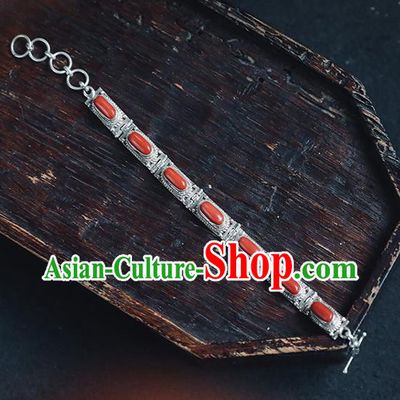 China Traditional Corallite Bracelet Accessories Classical Silver Wristlet Chain Bangle Jewelry