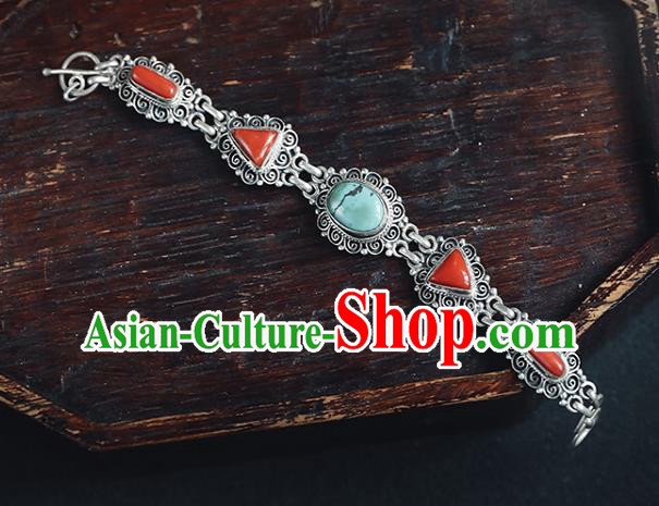 China Classical Bangle Jewelry Traditional Corallite Bracelet Accessories Silver Wristlet China Classical Bangle Jewelry Traditional Corallite Bracelet Accessories Silver Wristlet