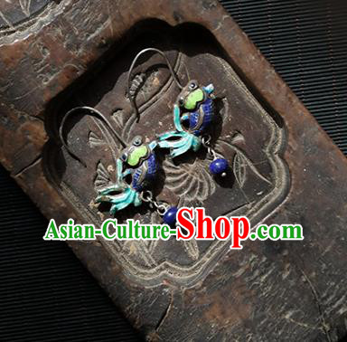 Handmade Chinese Classical Cheongsam Earrings Accessories Traditional Silver Ear Jewelry Enamel Goldfish Eardrop Handmade Chinese Classical Cheongsam Earrings Accessories Traditional Silver Ear Jewelry Enamel Goldfish Eardrop