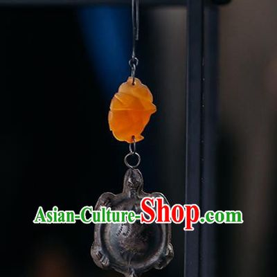 Handmade Chinese Traditional Carving Tortoise Bat Ear Jewelry Classical Cheongsam Earrings Accessories Ceregat Eardrop