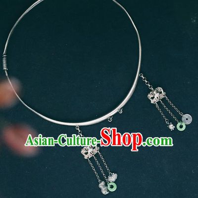 Chinese Handmade Ethnic Necklet Accessories Classical Jewelry National Silver Necklace Longevity Lock