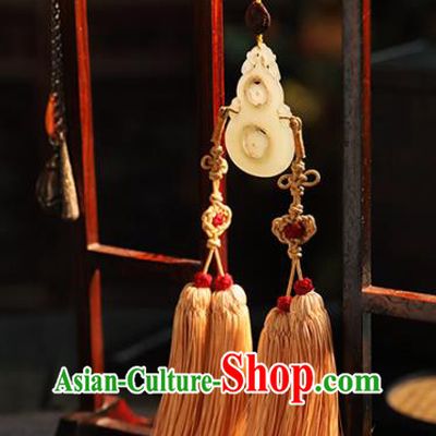China Traditional Tassel Jade Gourd Pendant Handmade Waist Accessories