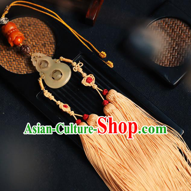 China Traditional Tassel Jade Gourd Pendant Handmade Waist Accessories China Traditional Tassel Jade Gourd Pendant Handmade Waist Accessories