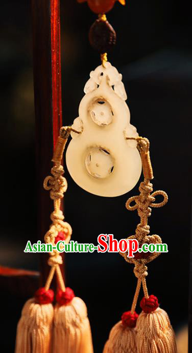 China Traditional Tassel Jade Gourd Pendant Handmade Waist Accessories China Traditional Tassel Jade Gourd Pendant Handmade Waist Accessories