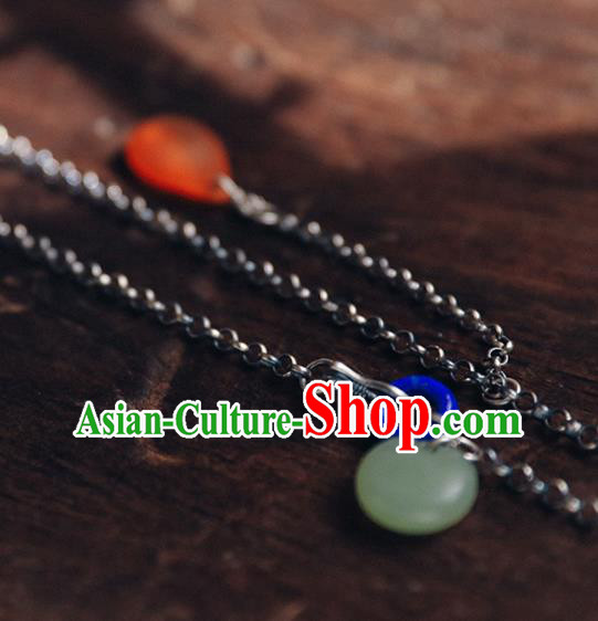 Chinese National Necklace Classical Cheongsam Jewelry Handmade Ethnic Silver Necklet Longevity Lock Accessories Chinese National Necklace Classical Cheongsam Jewelry Handmade Ethnic Silver Necklet Longevity Lock Accessories