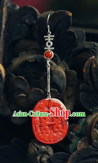 Handmade Chinese Traditional Wedding Red Eardrop Classical Cheongsam Earrings Accessories Silver Ear Jewelry Handmade Chinese Traditional Wedding Red Eardrop Classical Cheongsam Earrings Accessories Silver Ear Jewelry