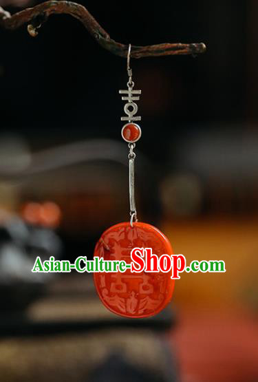 Handmade Chinese Traditional Wedding Red Eardrop Classical Cheongsam Earrings Accessories Silver Ear Jewelry Handmade Chinese Traditional Wedding Red Eardrop Classical Cheongsam Earrings Accessories Silver Ear Jewelry