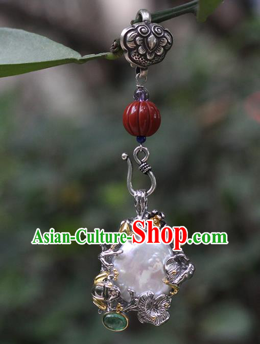 Chinese Classical Silver Lotus Brooch Handmade National Pearl Breastpin Pendant Cheongsam Jewelry Accessories Chinese Classical Silver Lotus Brooch Handmade National Pearl Breastpin Pendant Cheongsam Jewelry Accessories