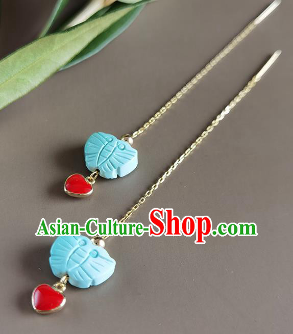 Handmade Chinese Traditional Kallaite Butterfly Eardrop Classical Earrings Accessories Cheongsam Ear Jewelry Handmade Chinese Traditional Kallaite Butterfly Eardrop Classical Earrings Accessories Cheongsam Ear Jewelry
