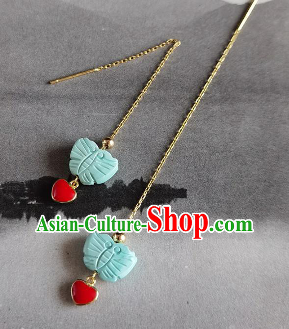 Handmade Chinese Traditional Kallaite Butterfly Eardrop Classical Earrings Accessories Cheongsam Ear Jewelry Handmade Chinese Traditional Kallaite Butterfly Eardrop Classical Earrings Accessories Cheongsam Ear Jewelry