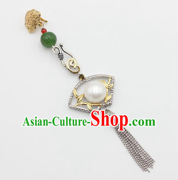 Chinese Handmade National Silver Tassel Breastpin Pendant Cheongsam Jewelry Accessories Classical Pearl Brooch Chinese Handmade National Silver Tassel Breastpin Pendant Cheongsam Jewelry Accessories Classical Pearl Brooch