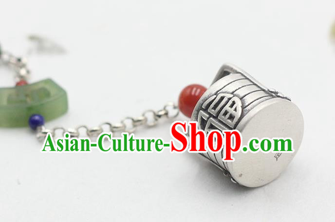 Chinese Classical Silver Brooch Handmade National Jade Breastpin Pendant Cheongsam Jewelry Accessories