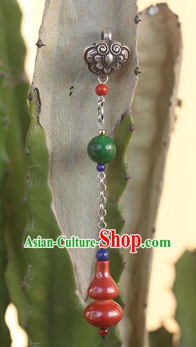 Chinese Handmade National Cinnabar Gourd Breastpin Pendant Cheongsam Jewelry Accessories Classical Silver Brooch Chinese Handmade National Cinnabar Gourd Breastpin Pendant Cheongsam Jewelry Accessories Classical Silver Brooch